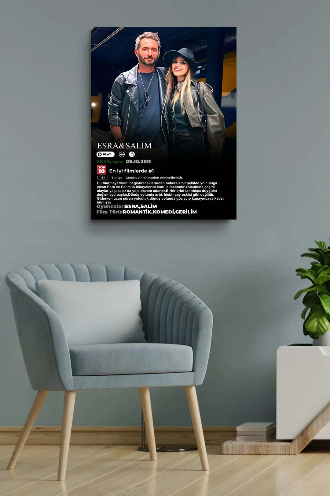 Loveflix Temalı Özel Tasarım Kişiye Özel Kanvas Tablo